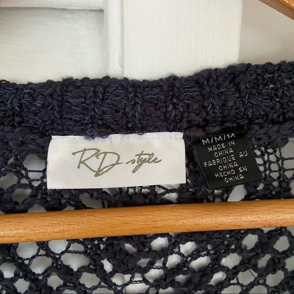 {RD Style} Navy Knit Draped Waterfall Cardigan - Medium - Picture 4 of 5